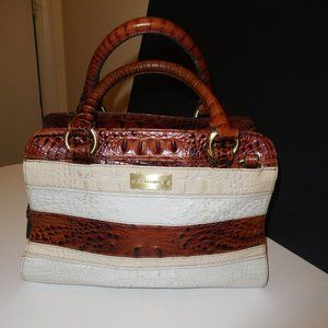 Brahmin Brown/Pecan & White Mandy Whisper Vineyard Satchel